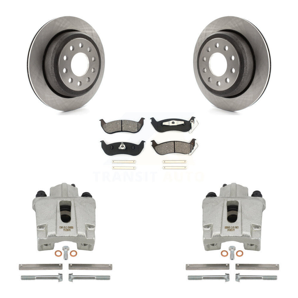 Rear Disc Brake Caliper Rotors And Semi-Metallic Pads Kit For 2003-2011 Lincoln Town Car Sedan KC8-100691S