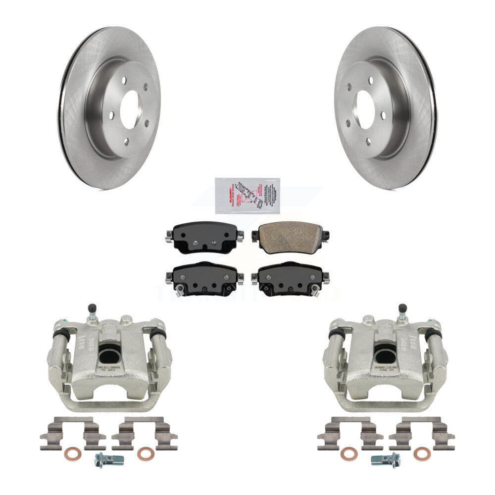 Rear Disc Brake Caliper Rotors And Ceramic Pads Kit For 2018-2019 Nissan Rogue FULL HYBRID EV-GAS (FHEV) engine With Electric Parking KC8-100692N by Transit Auto