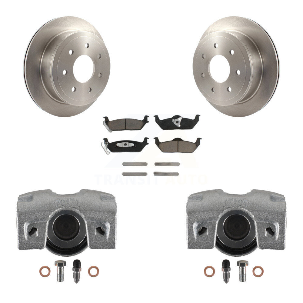 Rear Disc Brake Caliper Rotors And Ceramic Pads Kit For Ford F-150 Lincoln Mark LT KC8-100693C by Transit Auto