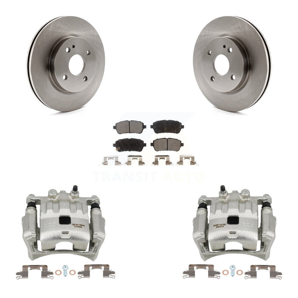 Front Disc Brake Caliper Rotors And Ceramic Pads Kit For 2011-2014 Mazda 2 KC8-100693T