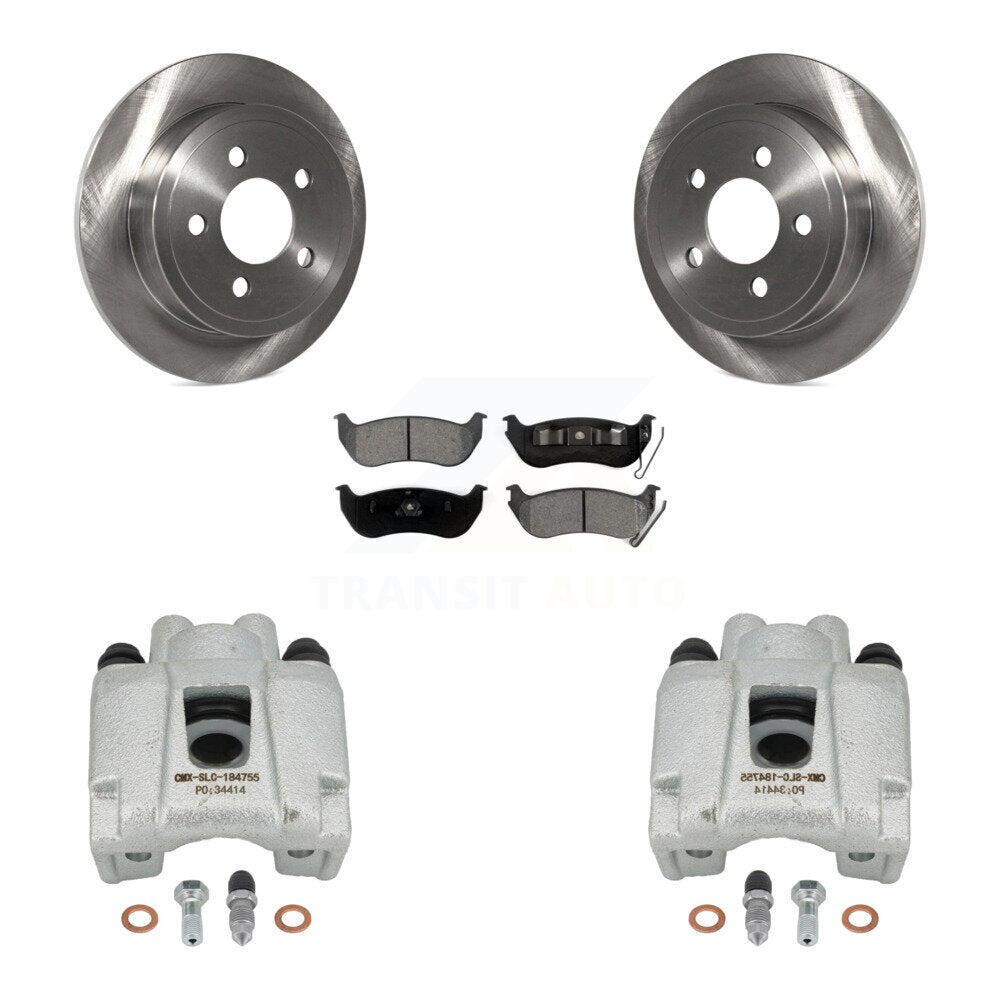 Rear Disc Brake Caliper Rotors And Semi-Metallic Pads Kit For Jeep Liberty Wrangler TJ KC8-100694S by Transit Auto