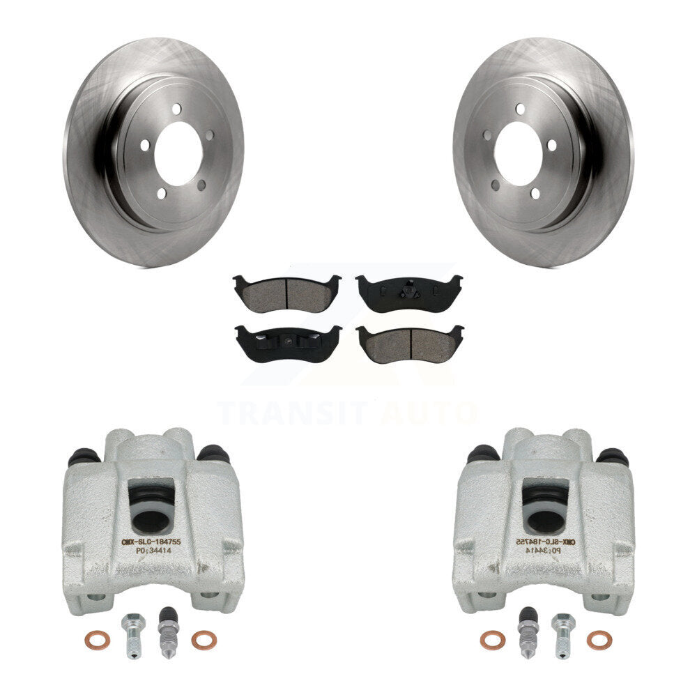 Rear Disc Brake Caliper Rotors And Semi-Metallic Pads Kit For Ford Explorer Mercury Mountaineer KC8-100695S by Transit Auto