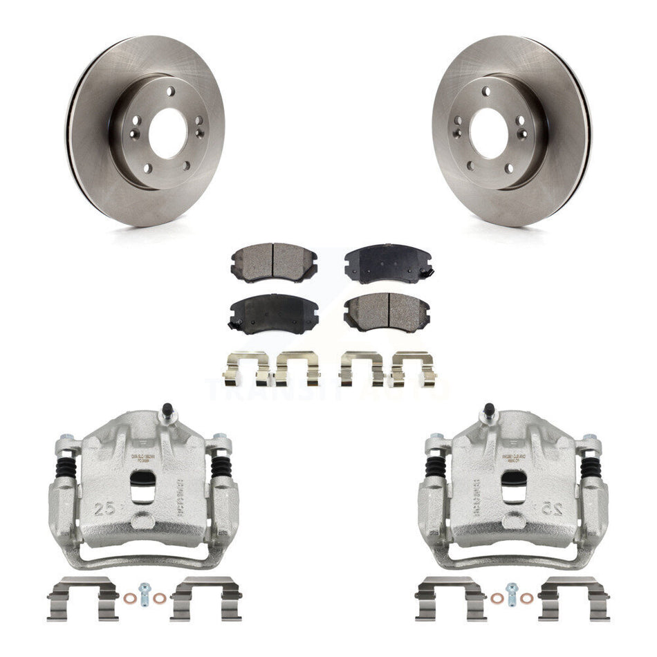Front Disc Brake Caliper Rotors And Ceramic Pads Kit For 2010-2011 Kia Soul 1.6L KC8-100695T