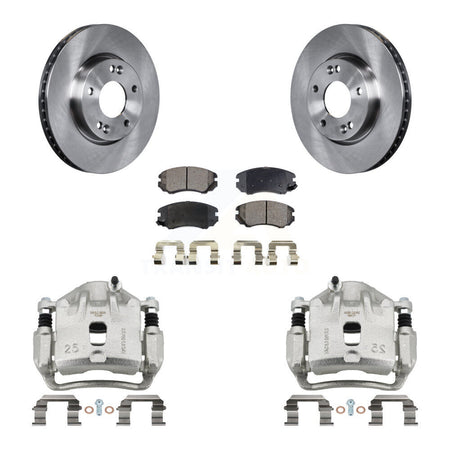 Front Disc Brake Caliper Rotors And Ceramic Pads Kit For 2010-2011 Kia Soul 2.0L KC8-100696T