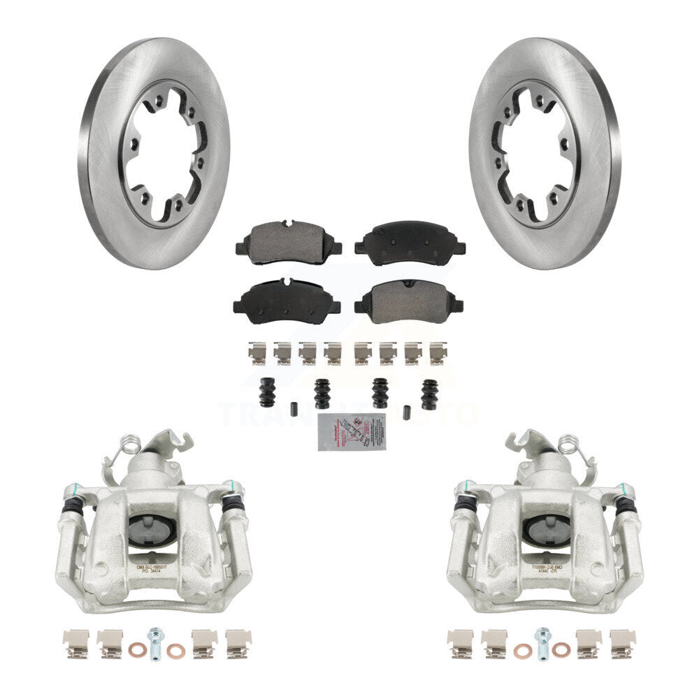 Rear Brake Caliper Rotor Semi-Metallic Pad Kit For Ford Transit-350 HD With 6 Lug Wheels KC8-100697N