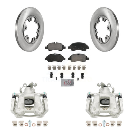 Rear Brake Caliper Rotor Semi-Metallic Pad Kit For Ford Transit-350 HD With 6 Lug Wheels KC8-100697N