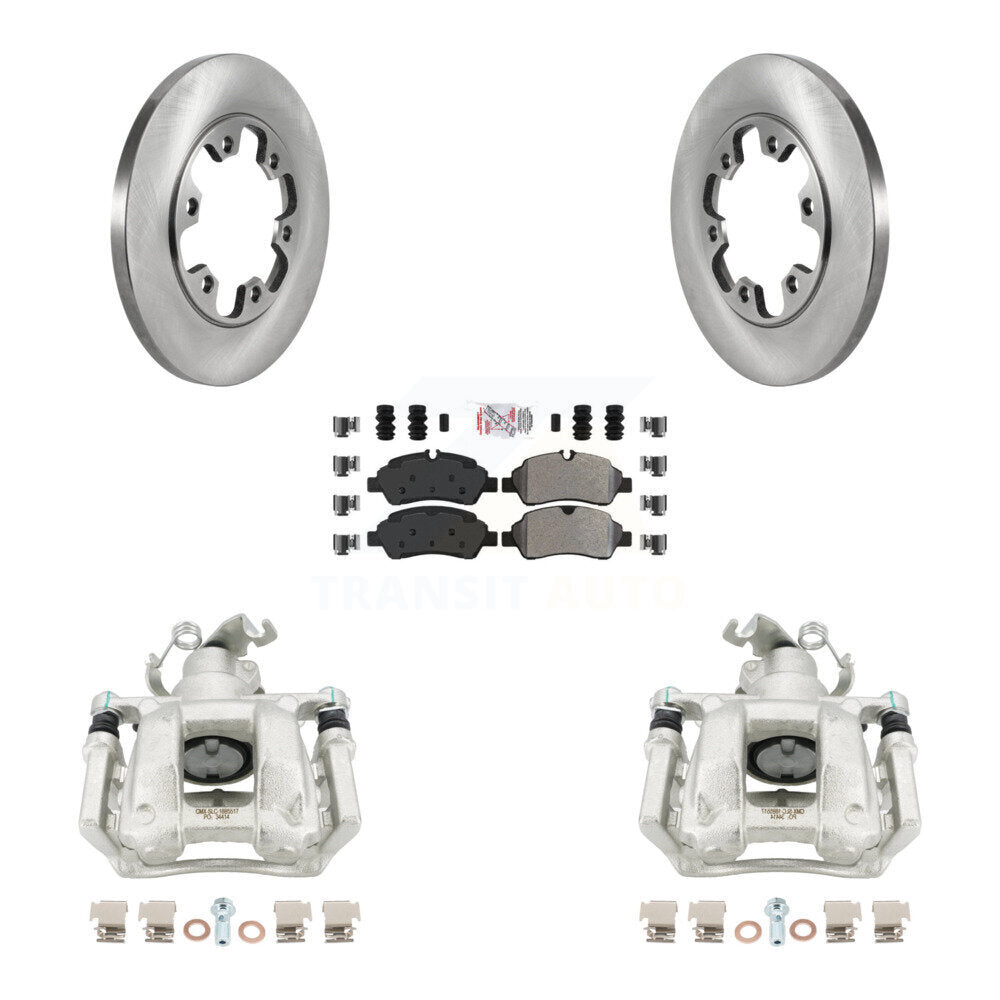 Rear Brake Caliper Rotor Semi-Metallic Pad Kit For Ford Transit-350 HD With 6 Lug Wheels KC8-100698N