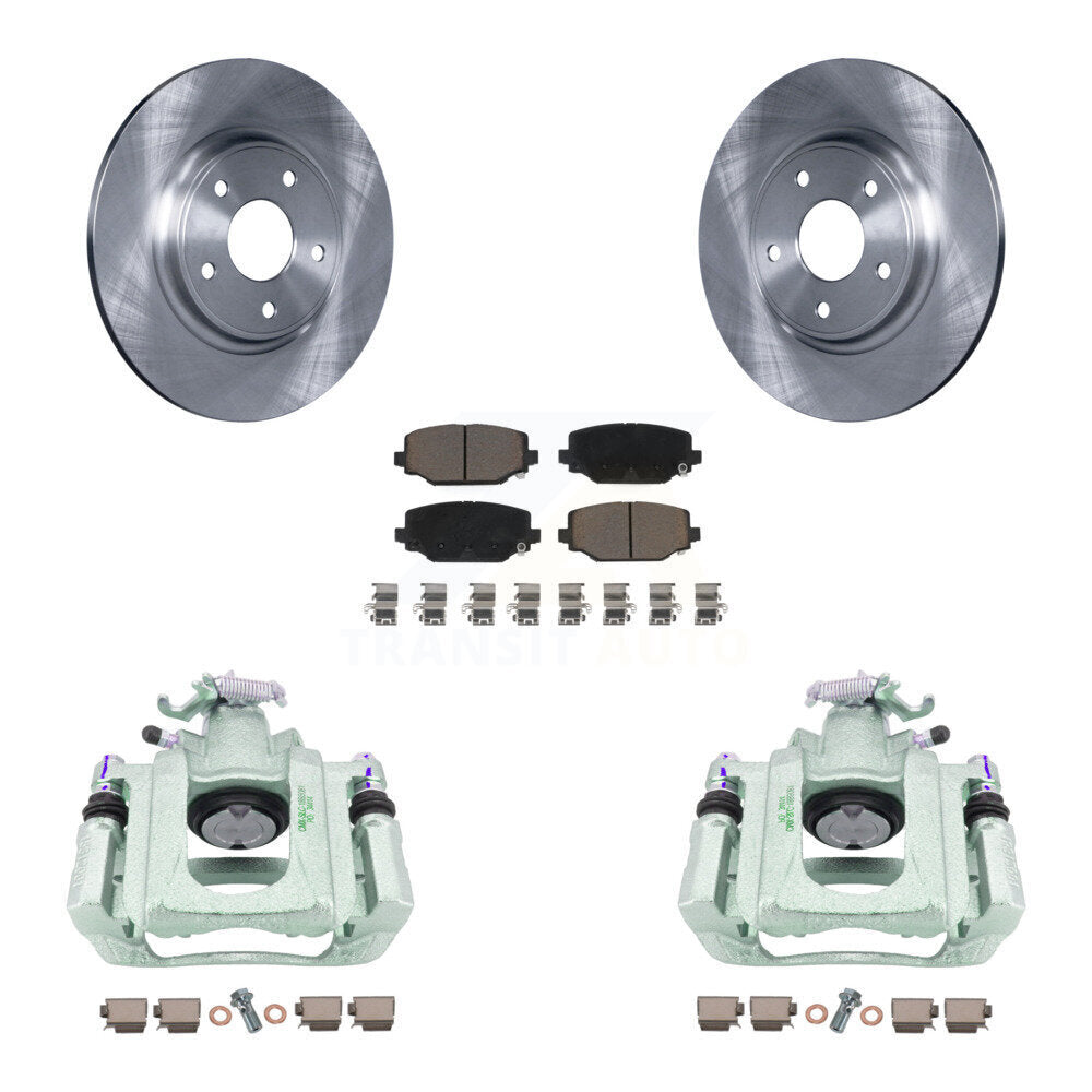 Rear Brake Caliper Rotor Ceramic Pad Kit For 2012 Ram C/V With Dual Piston Front KC8-100707C