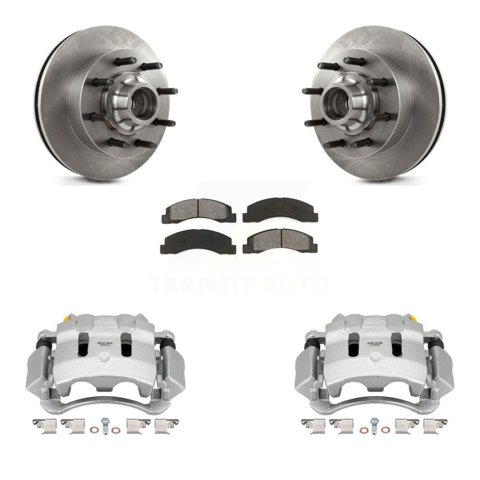 Front Disc Brake Caliper Rotor And Semi-Metallic Pad Kit For Ford F-350 Super Duty F-250 KC8-100708S