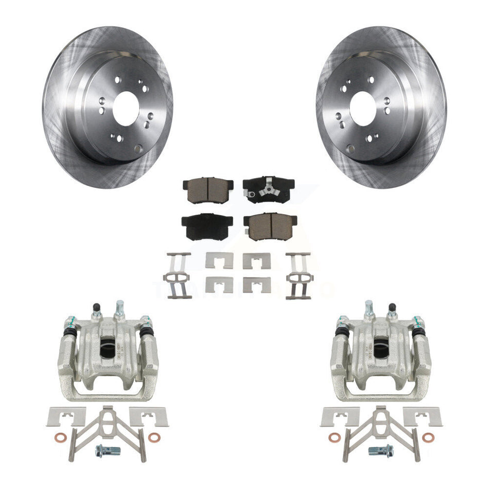 Rear Disc Brake Caliper Rotors And Ceramic Pads Kit For 2005-2006 Honda CR-V KC8-100712C