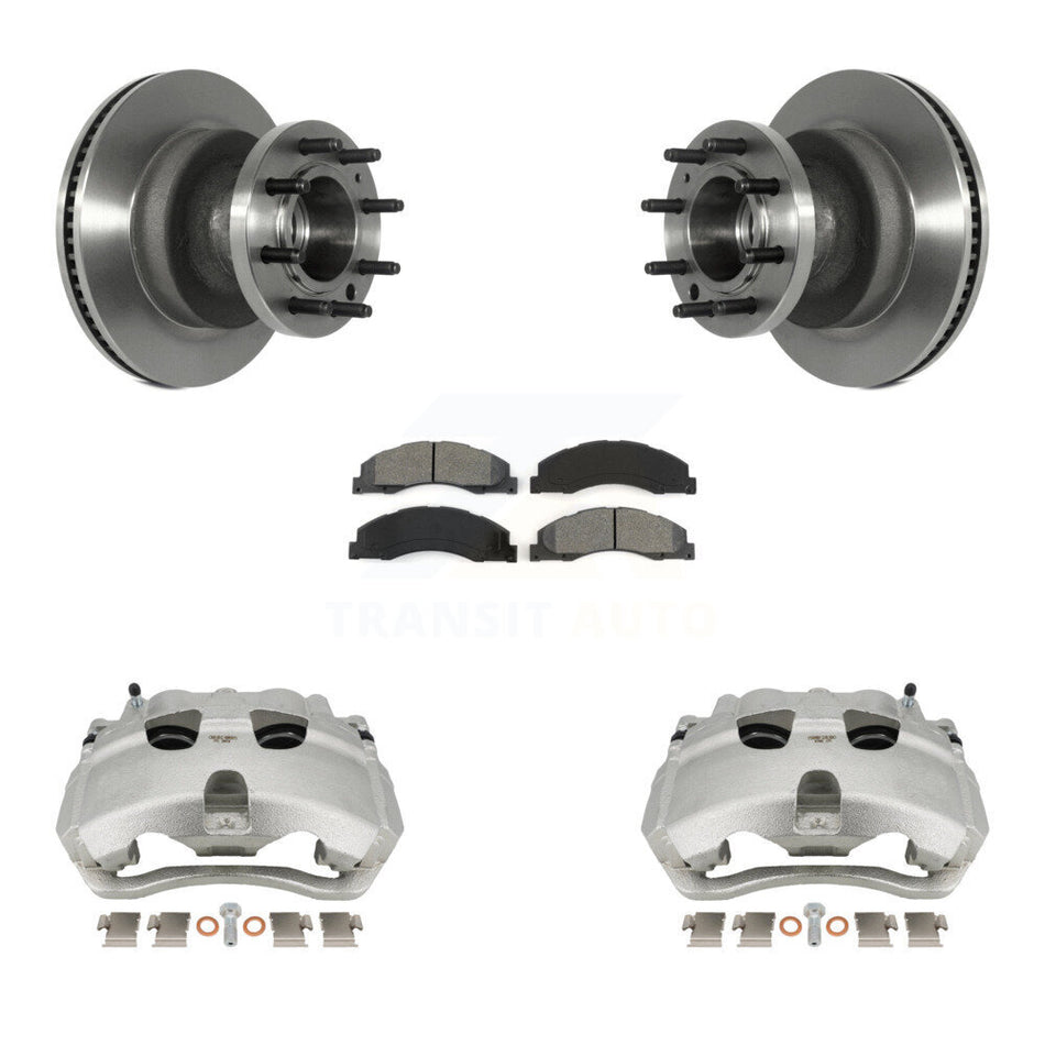 Front Disc Brake Caliper Rotor And Semi-Metallic Pad Kit For Ford E-350 Super Duty E-450 KC8-100712S