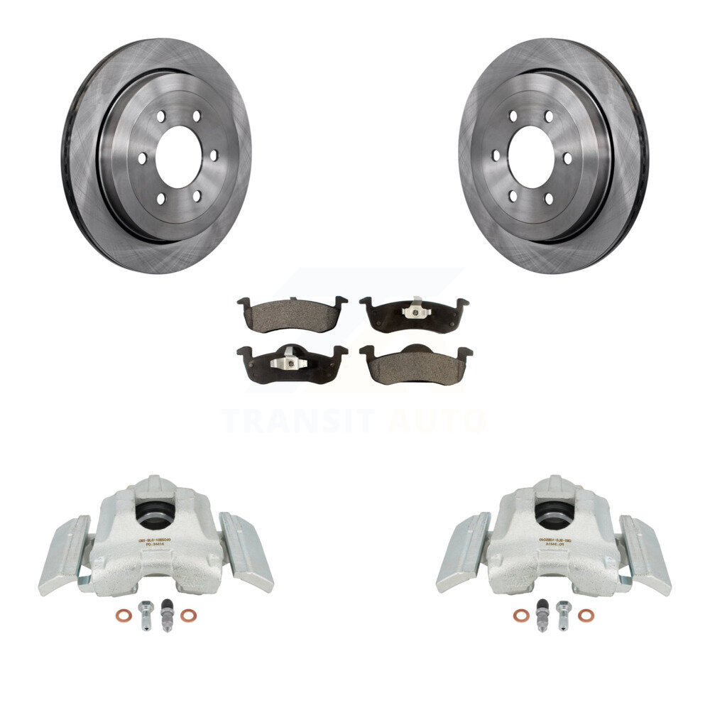 Rear Disc Brake Caliper Rotors And Semi-Metallic Pads Kit For 2007-2017 Ford Expedition Lincoln Navigator KC8-100714P by Transit Auto