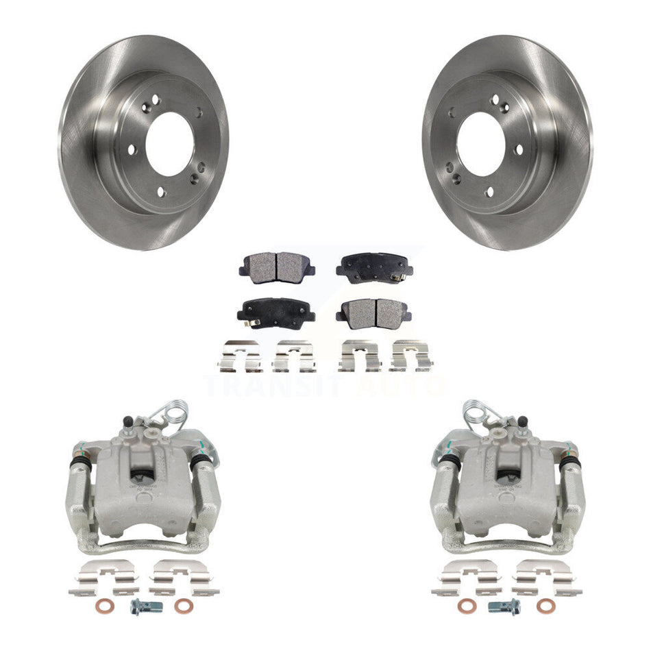 Rear Disc Brake Caliper Rotors And Semi-Metallic Pads Kit For Hyundai Elantra Coupe KC8-100715P by Transit Auto