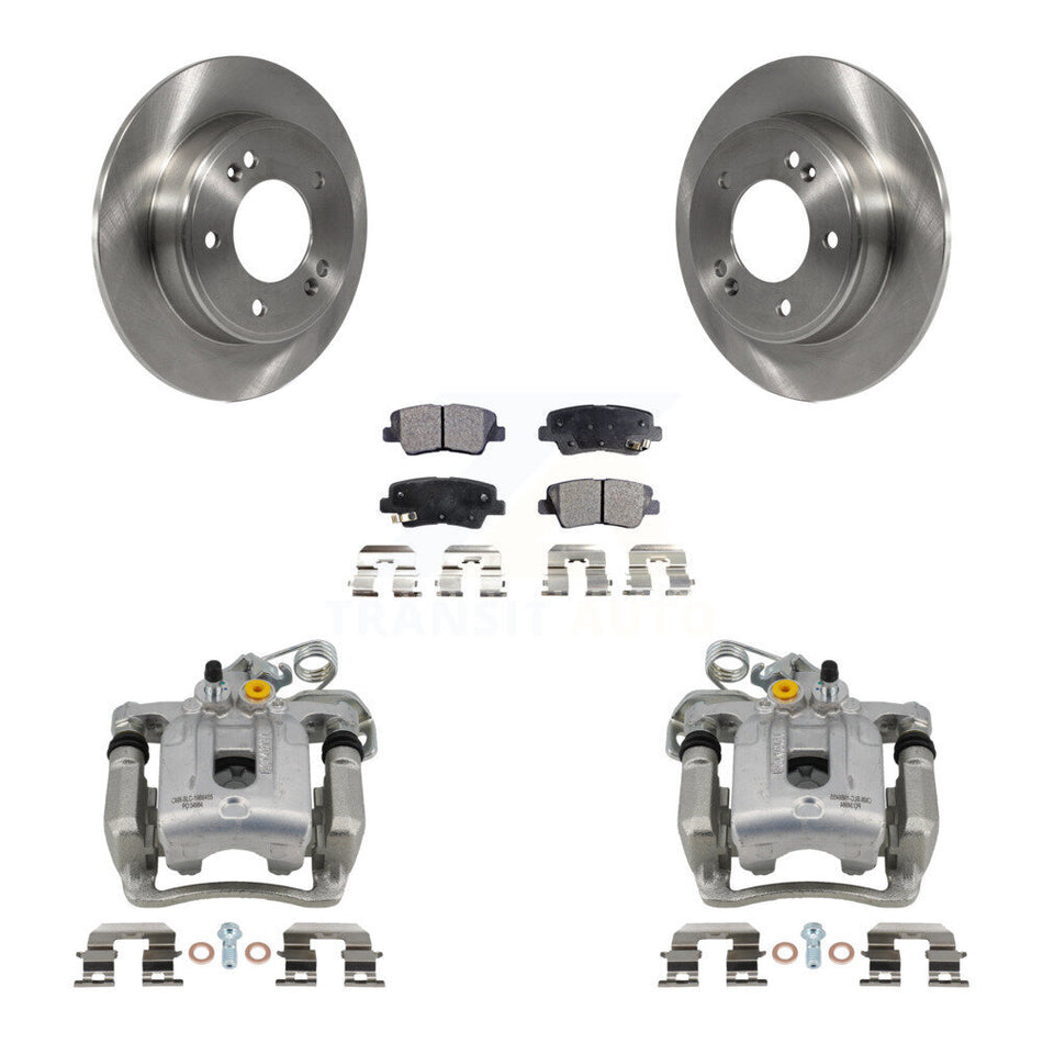 Rear Disc Brake Caliper Rotors And Semi-Metallic Pads Kit For Hyundai Elantra Coupe KC8-100715P