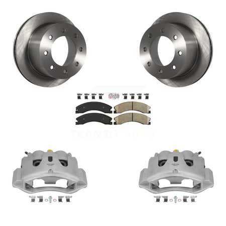 Rear Disc Brake Caliper Rotor Ceramic Pad Kit For GMC Sierra 3500 HD Chevrolet Silverado KC8-100717N