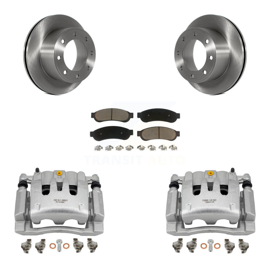 Rear Disc Brake Caliper Rotors And Ceramic Pads Kit For Ford F-250 Super Duty F-350 KC8-100718C