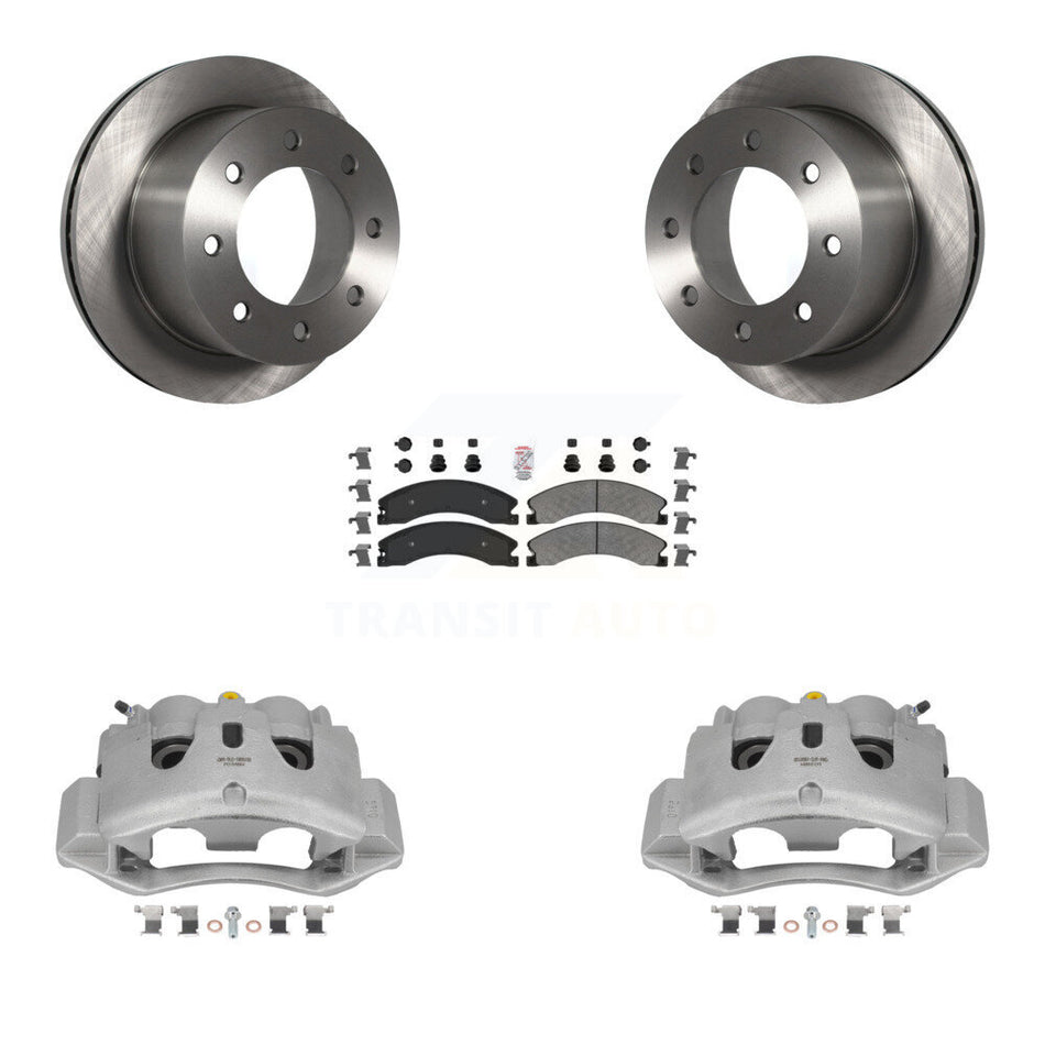 Rear Disc Brake Caliper Rotor And Semi-Metallic Pad Kit For GMC Sierra 3500 HD Chevrolet KC8-100718N