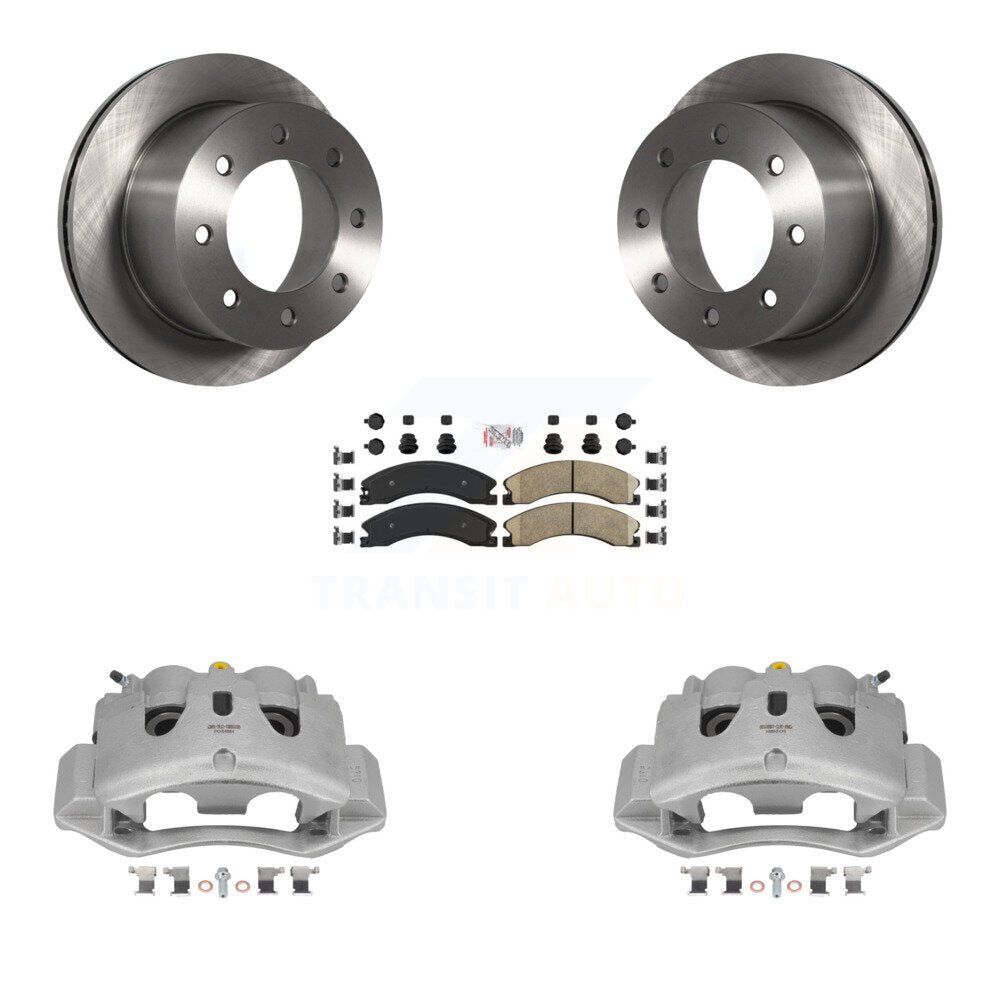 Rear Disc Brake Caliper Rotor Ceramic Pad Kit For GMC Sierra 3500 HD Chevrolet Silverado KC8-100719N