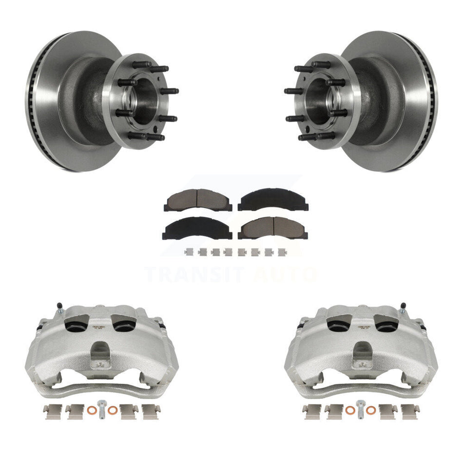 Front Disc Brake Caliper Rotors And Ceramic Pads Kit For Ford E-350 Super Duty E-450 KC8-100720C