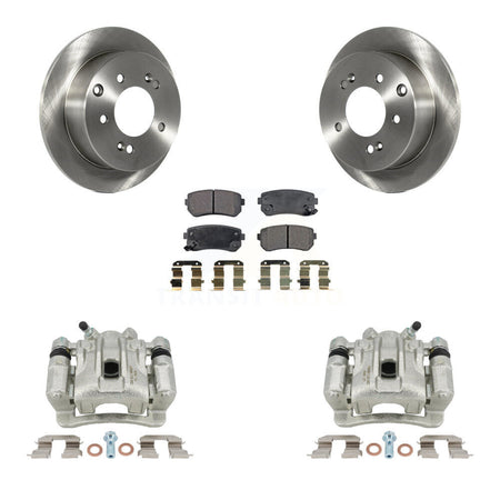 Rear Disc Brake Caliper Rotors And Semi-Metallic Pads Kit For Kia Forte Koup Forte5 KC8-100720P by Transit Auto