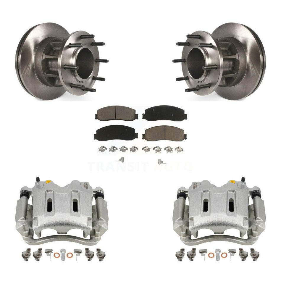 Front Disc Brake Caliper Rotors And Ceramic Pads Kit For 2011-2012 Ford F-250 Super Duty RWD With Dual Rear Wheels KC8-100725C