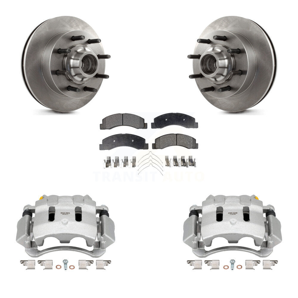 Front Disc Brake Caliper Rotor Ceramic Pad Kit For Ford F-350 Super Duty F-250 Excursion KC8-100731T