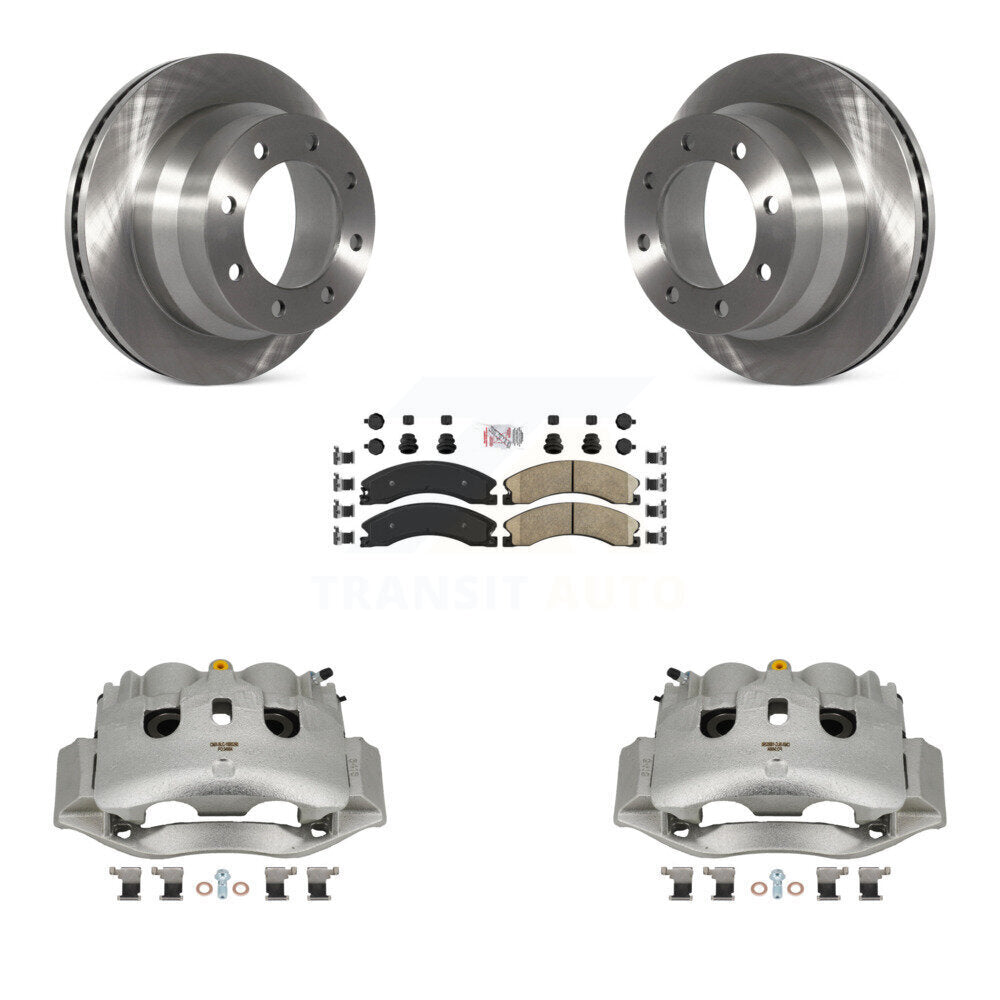 Rear Disc Brake Caliper Rotor Ceramic Pad Kit For GMC Savana 3500 Chevrolet Express 4500 KC8-100733N