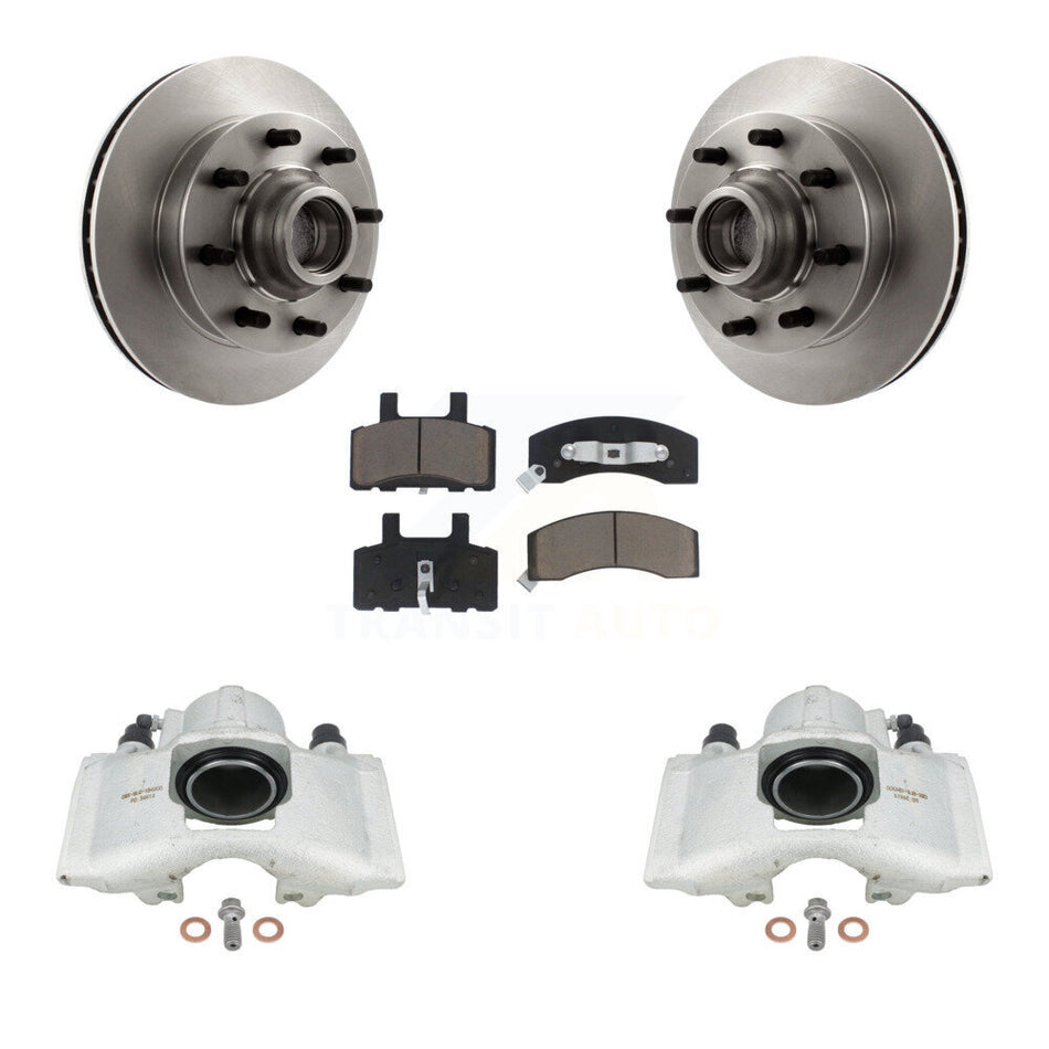Front Disc Brake Caliper Rotors And Ceramic Pads Kit For 1996 Chevrolet Express 2500 With 8 Lug Wheels KC8-100735C