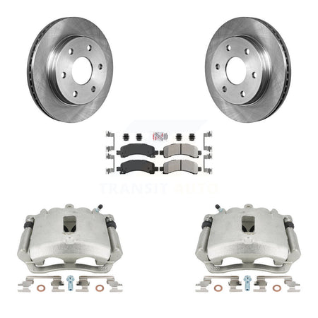 Rear Disc Brake Caliper Rotors And Semi-Metallic Pads Kit For Chevrolet Express 2500 3500 GMC Savana KC8-100735N by Transit Auto