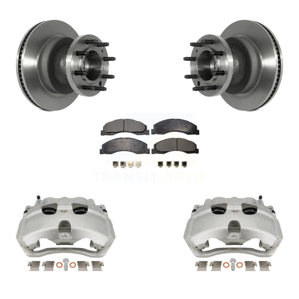 Front Disc Brake Caliper Rotors And Ceramic Pads Kit For Ford E-350 Super Duty E-450 KC8-100735T
