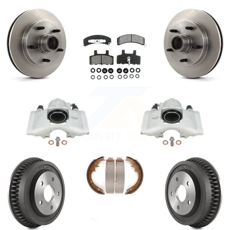 Front Rear Disc Brake Caliper Rotors Drums Semi-Metallic Pads Kit (8Pc) For 1994-1999 Dodge Ram 1500 RWD KC8-100737S by Transit Auto