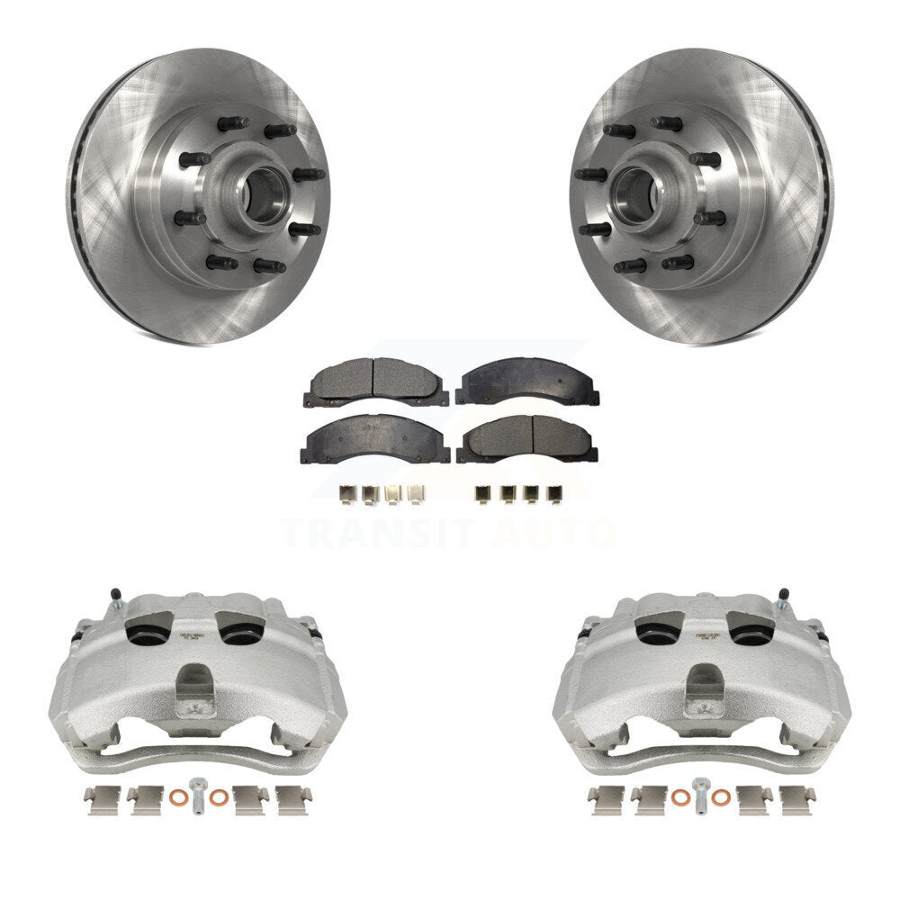 Front Brake Caliper Rotors & Semi-Metallic Pad Kit For Ford E-350 Super Duty E-250 E-150 KC8-100738P