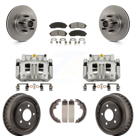 Front Rear Disc Brake Caliper Rotor Drum Semi-Metallic Pad Kit (8Pc) For Ford Ranger RWD KC8-100738S