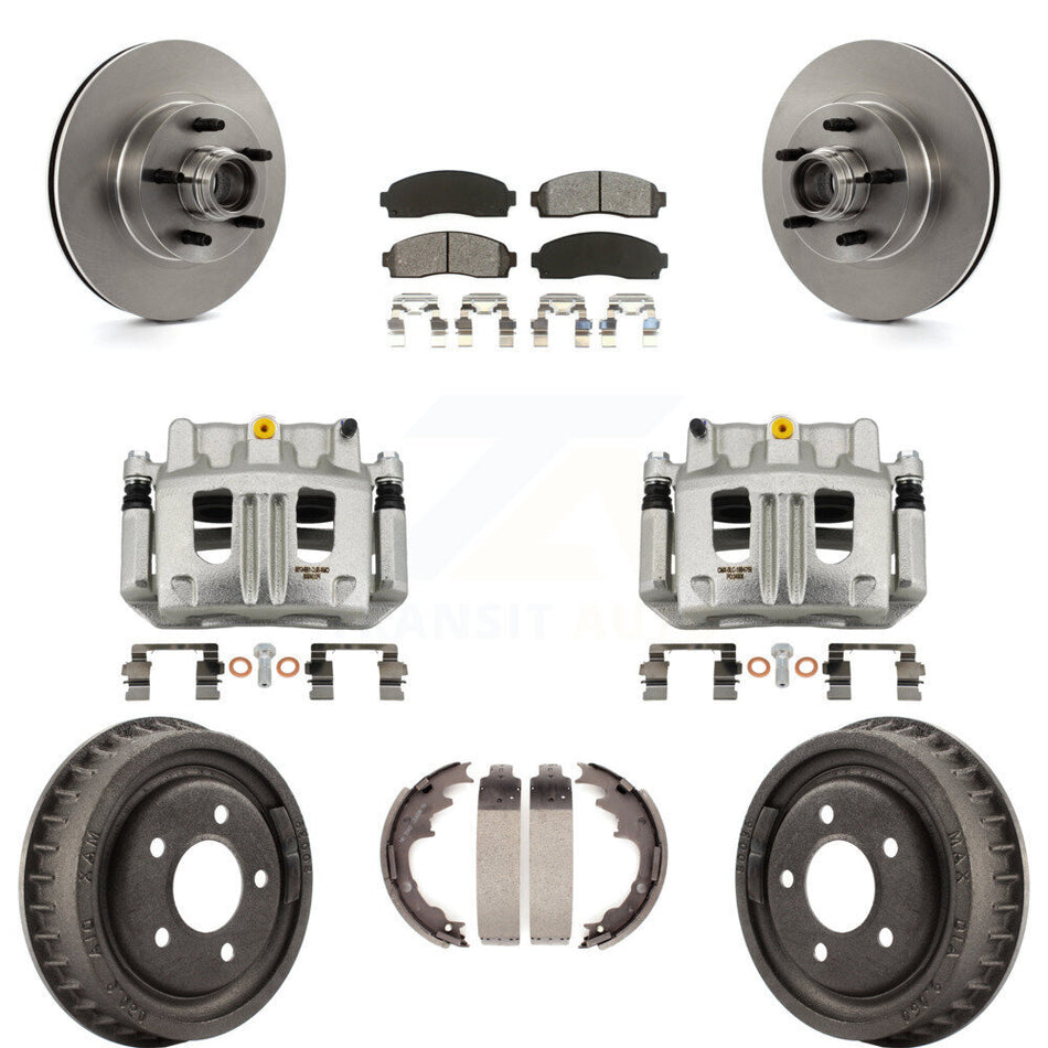 Front Rear Disc Brake Caliper Rotor Drum Semi-Metallic Pad Kit (8Pc) For Ford Ranger RWD KC8-100738S