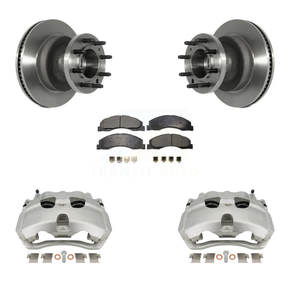 Front Disc Brake Caliper Rotor And Semi-Metallic Pad Kit For Ford E-350 Super Duty E-450 KC8-100739P