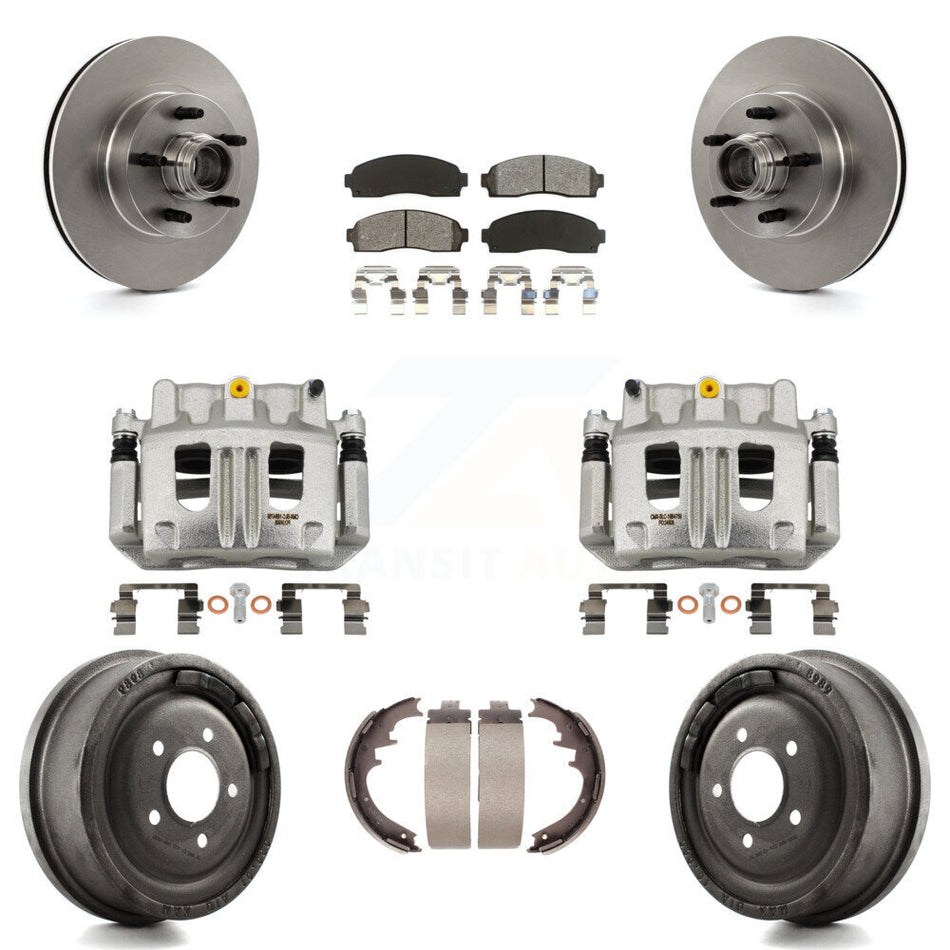 Front Rear Disc Brake Caliper Rotor Drum Semi-Metallic Pad Kit (8Pc) For Ford Ranger RWD KC8-100739S