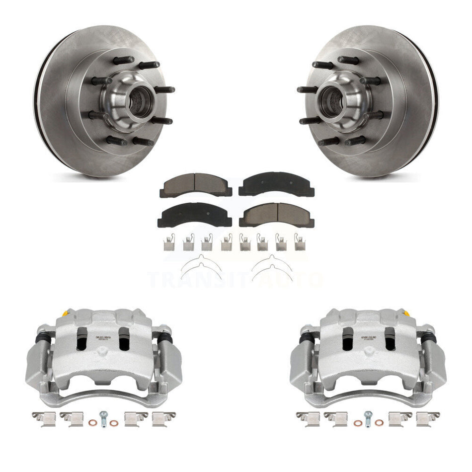 Front Disc Brake Caliper Rotor Ceramic Pad Kit For Ford F-350 Super Duty F-250 Excursion KC8-100740C