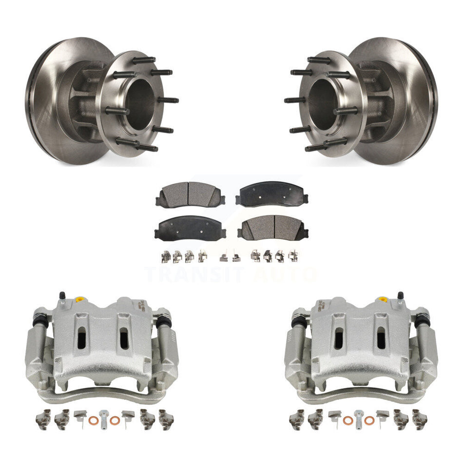 Front Disc Brake Caliper Rotors And Ceramic Pads Kit For 2011-2012 Ford F-250 Super Duty RWD With Dual Rear Wheels KC8-100740T