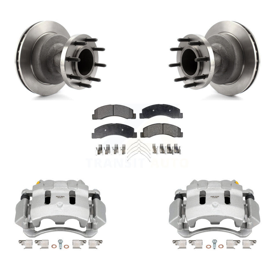 Front Disc Brake Caliper Rotors And Semi-Metallic Pads Kit For Ford F-350 Super Duty KC8-100742P