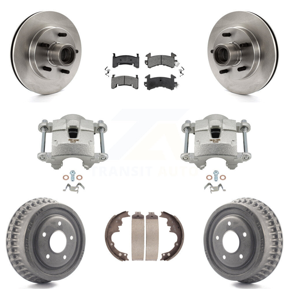 Front Rear Brake Caliper Rotor Drum Semi-Metallic Pad Kit (8Pc) For GMC Sonoma Chevrolet KC8-100742S