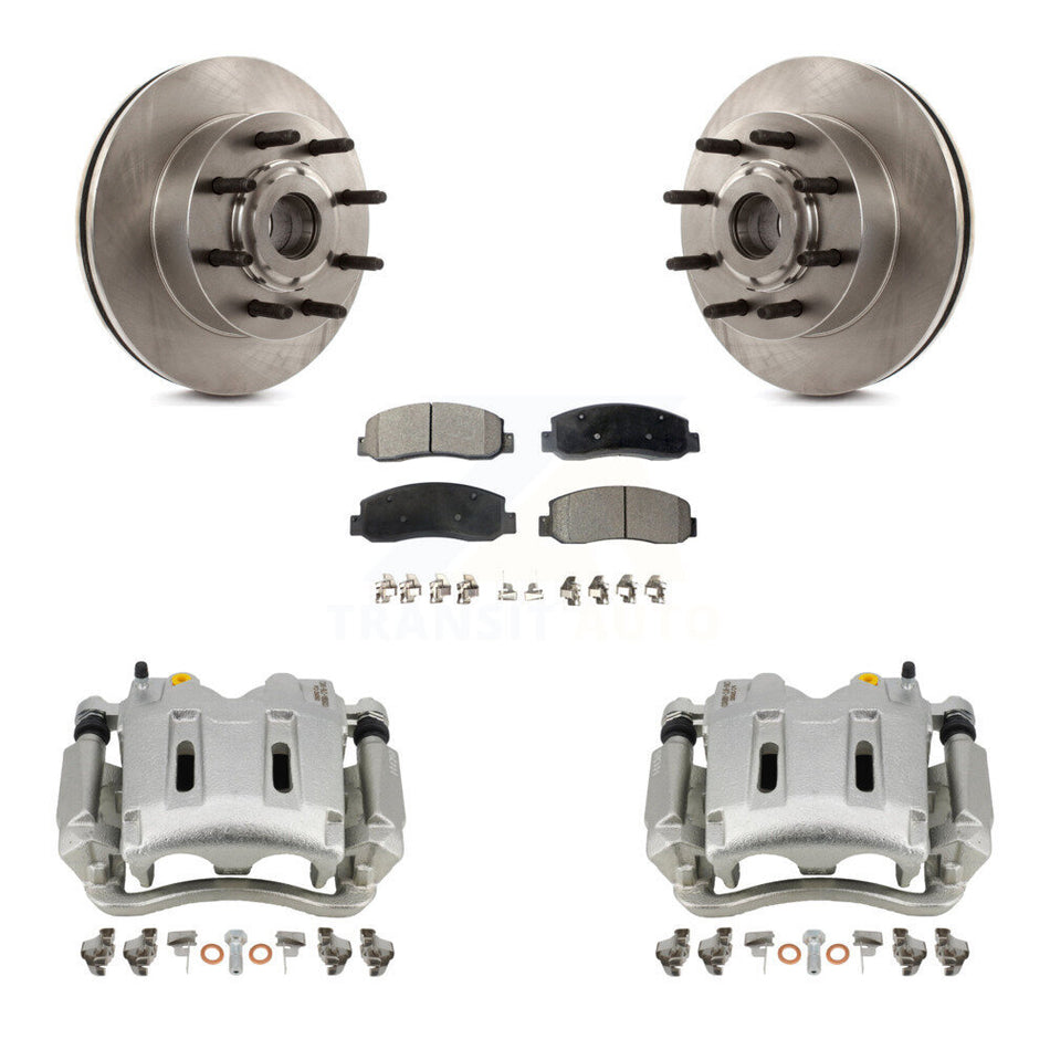 Front Disc Brake Caliper Rotors And Ceramic Pads Kit For 2005-2007 Ford F-250 Super Duty F-350 RWD KC8-100742T