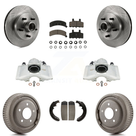 Front Rear Disc Brake Caliper Rotors Drums Ceramic Pads Kit (8Pc) For GMC Yukon Chevrolet C1500 Suburban KC8-100747C by Transit Auto