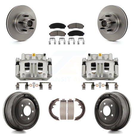 Front Rear Brake Caliper Rotors Drum Ceramic Pad Kit (8Pc) For 2006-2009 Ford Ranger RWD KC8-100748C