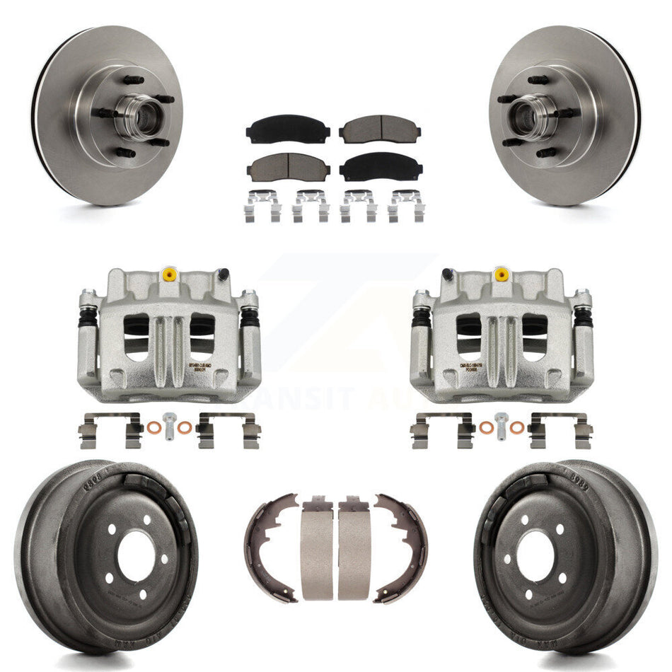 Front Rear Brake Caliper Rotors Drum Ceramic Pad Kit (8Pc) For 2006-2009 Ford Ranger RWD KC8-100748C