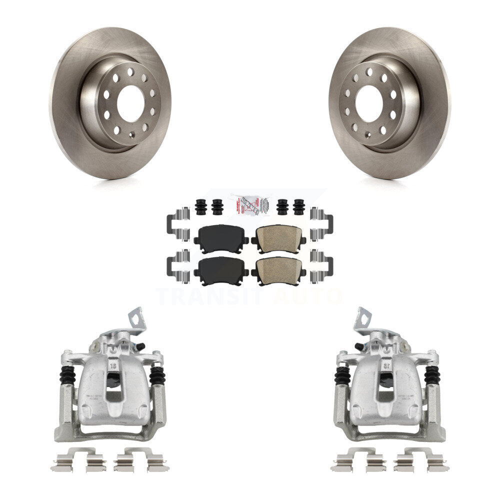 Rear Disc Brake Caliper Rotors And Ceramic Pads Kit For Volkswagen CC Passat KC8-100748N