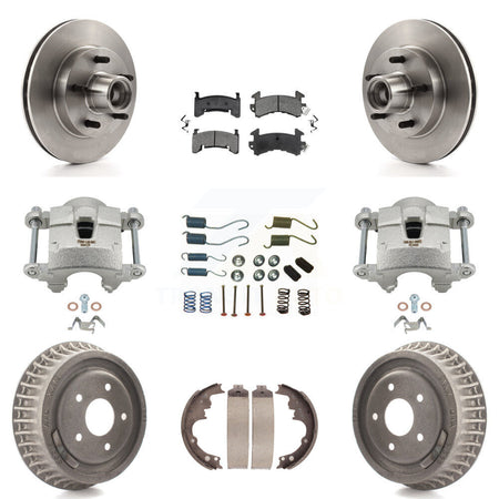 Front Rear Brake Caliper Rotors Drum Semi-Metallic Pad Shoe & Hardware Kit (9Pc) For S10 KC8-100748S