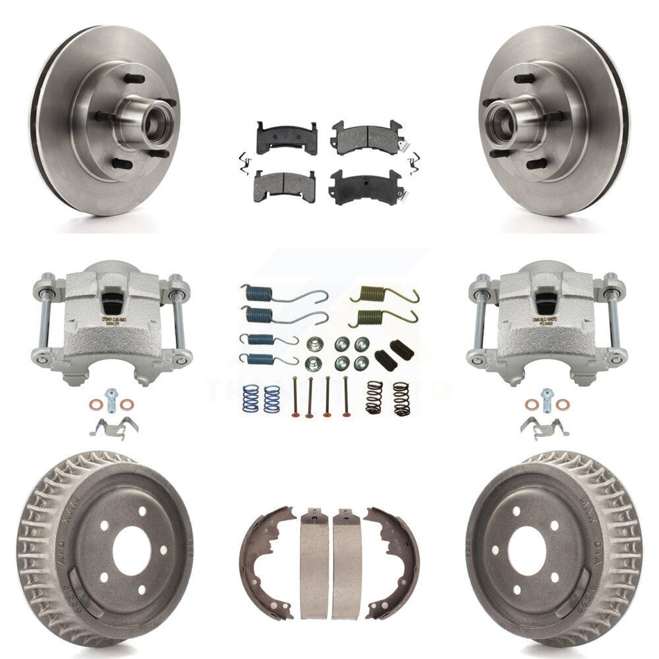 Front Rear Brake Caliper Rotors Drum Semi-Metallic Pad Shoe & Hardware Kit (9Pc) For S10 KC8-100748S