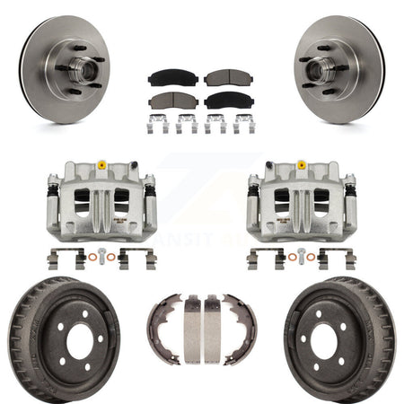 Front Rear Brake Caliper Rotors Drum Ceramic Pad Kit (8Pc) For 2006-2009 Ford Ranger RWD KC8-100749C