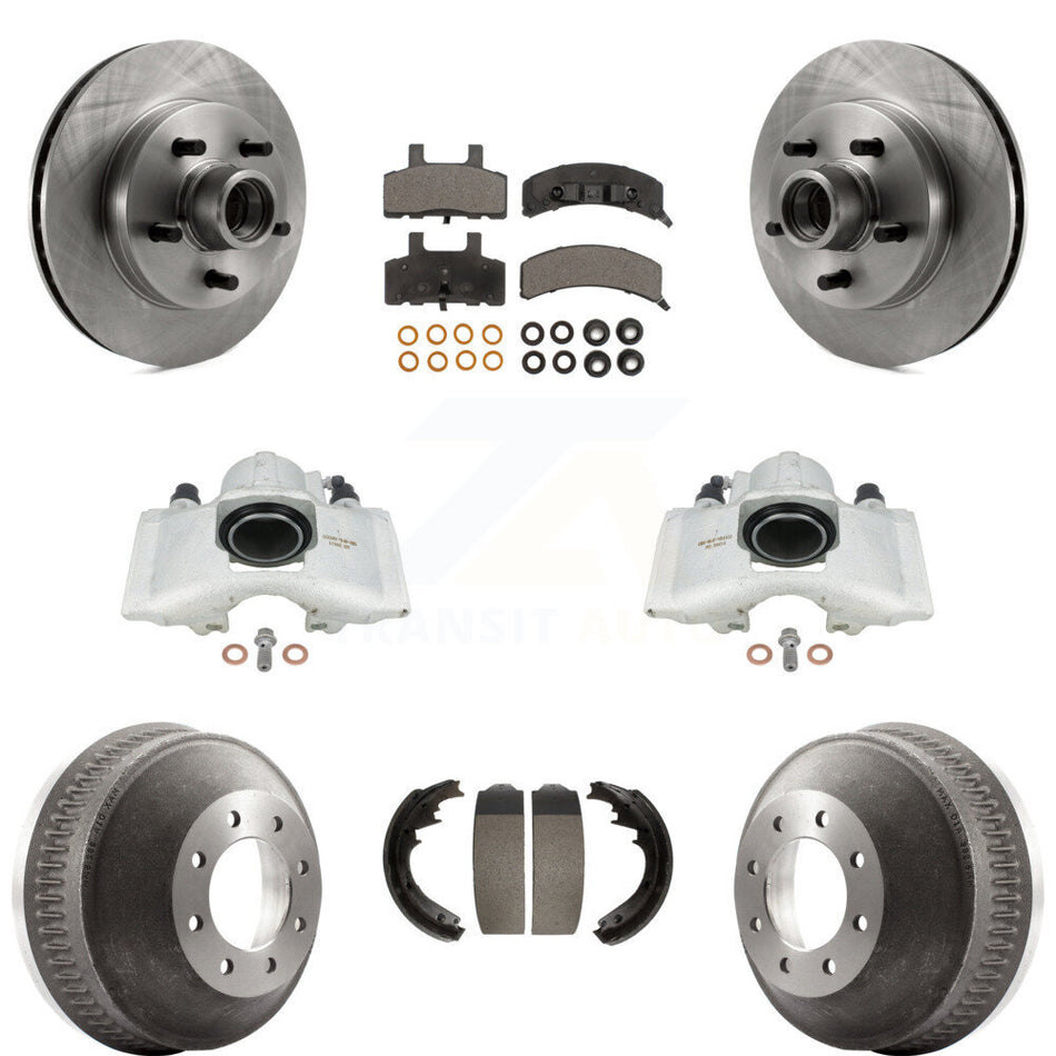 Front Rear Disc Brake Caliper Rotors Drums Semi-Metallic Pads Kit (8Pc) For C1500 Suburban GMC Chevrolet With 13" Diameter Drum GAS engine KC8-100750P