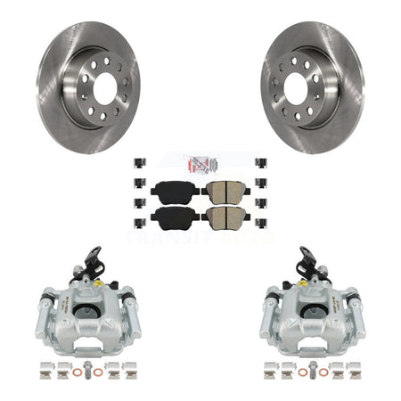 Rear Disc Brake Caliper Rotors And Semi-Metallic Pads Kit For Volkswagen Jetta Passat Golf GTI Beetle Eos Audi A3 Quattro KC8-100751N by Transit Auto